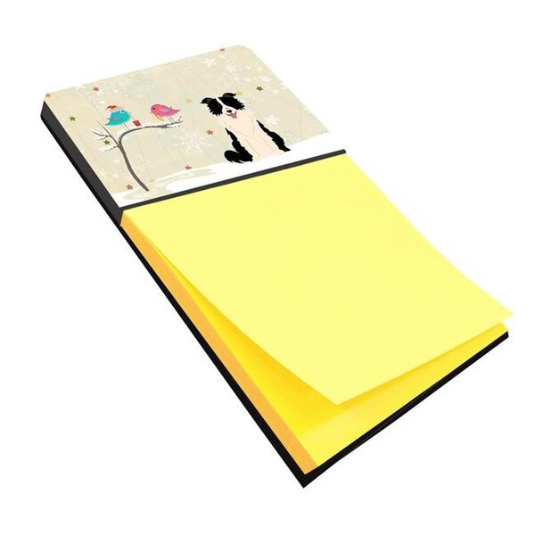 Carolines Treasures Carolines Treasures BB2590SN Christmas Presents Between Friends Border Collie Black & White Sticky Note Holder BB2590SN - main